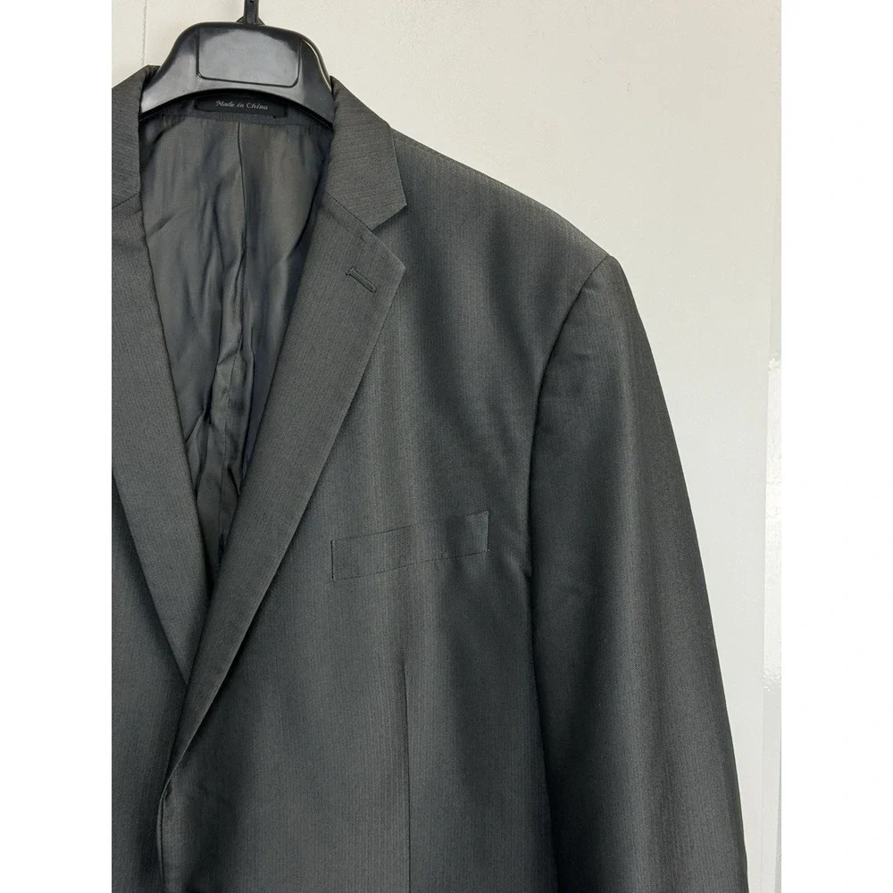Calvin Klein Men's 46L Sport Coat Blazer Two Button Grey Herringbone Poly Blend‎